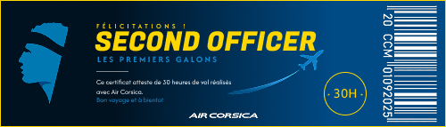 Ce certificat atteste de 30 heures de vol réalisés avec Air Corsica.